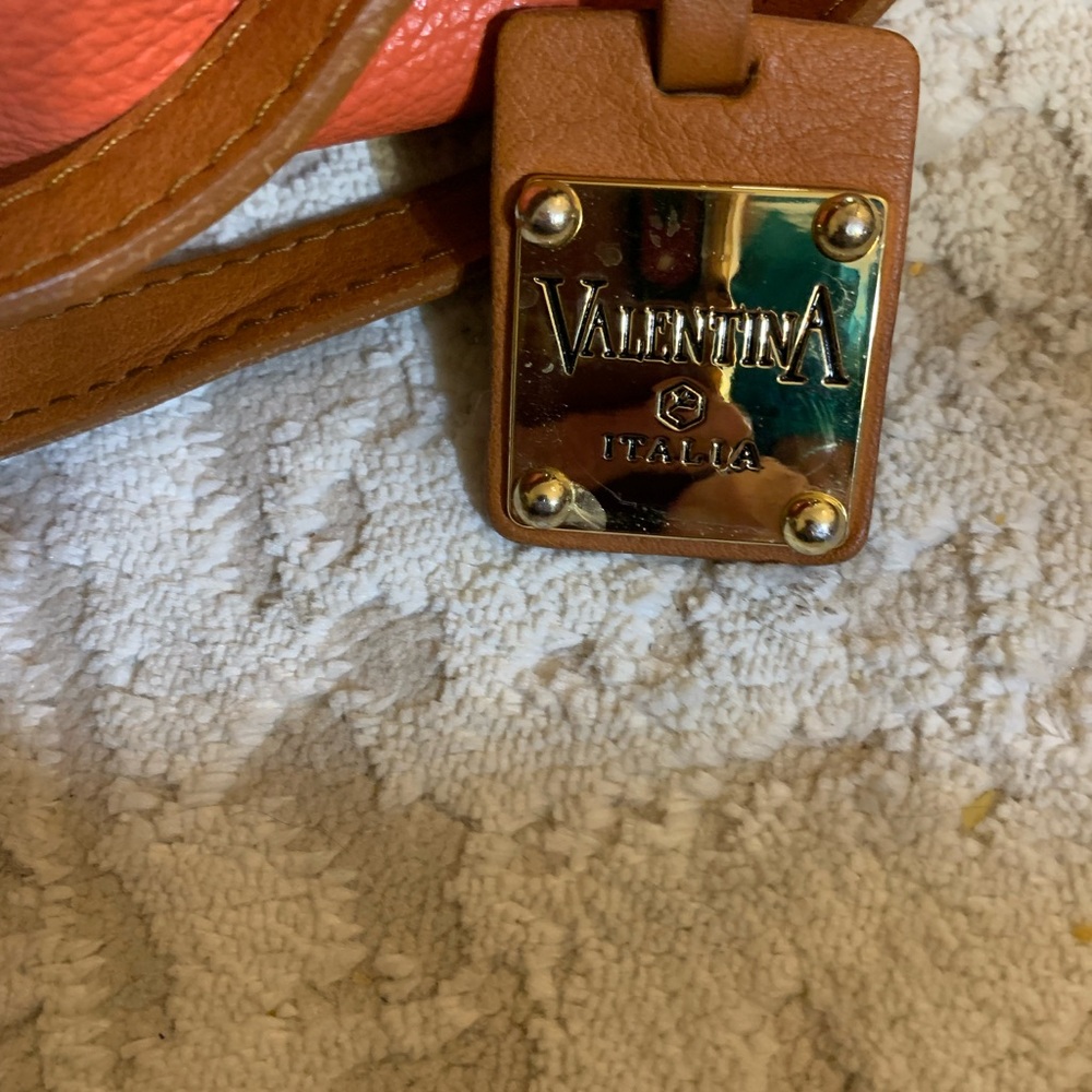 Valentina purse.crossbody leather pebbled soft 3 compartment - Picture 7 of 7